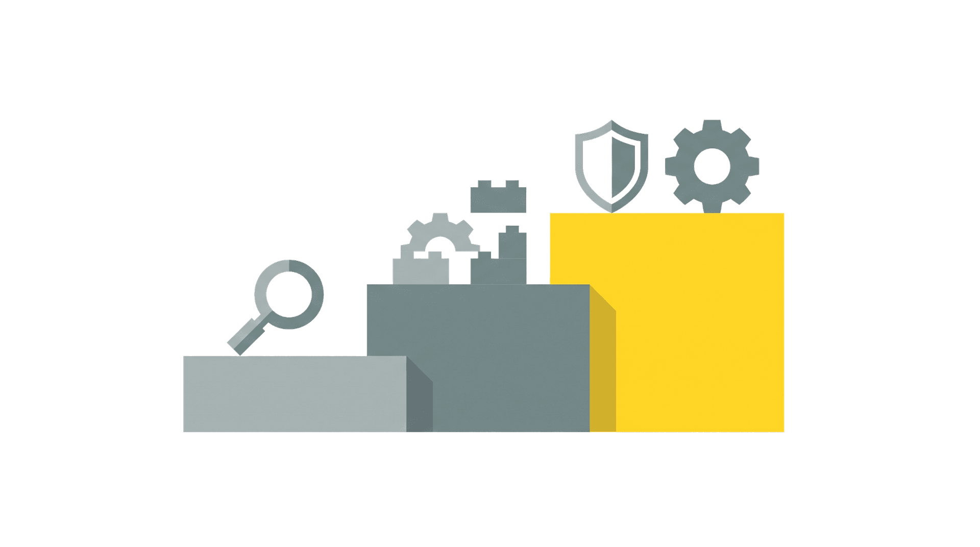 Three ascending steps representing Audit, Build, and Care